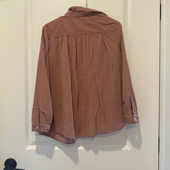 J Jill Dusty Pink Corduroy Long Sleeve Button up Medium petite - Picture 2 of 6